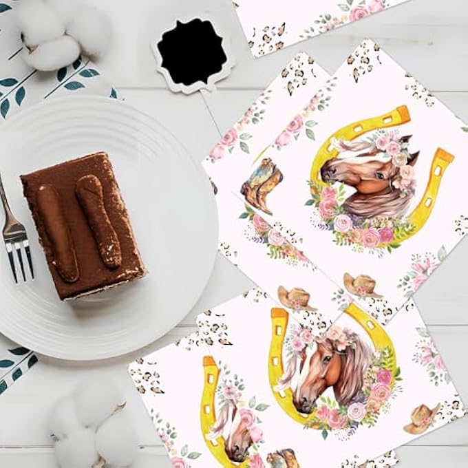 HORSE PARTY NAPKINS, CHILDREN'S BIRTHDAY DECORATION, PACK OF 50, PAPER NAPKINS, HORSE NAPKINS, ABSORBENT DISPOSABLE NAPKINS, TABLE DECORATION FOR BIRTHDAY PARTY DECORATIONS - Image 5